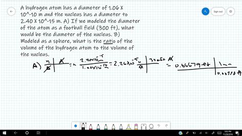 Practice Problem Diameter Of Atom To Nucleus Youtube