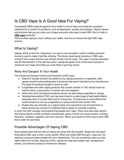 Ppt Is Cbd Vape Is A Good Idea For Vaping Powerpoint Presentation Free Download Id12354506