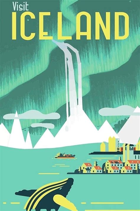 Iceland Vintage Travel Poster Travel Posters Vintage Travel