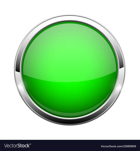 Green Glass Button Shiny Round 3d Web Icon Vector Image