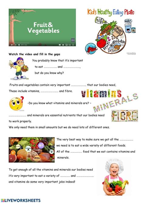 Fruit And Vegetables Interactive Worksheet Fruits And Vegetables Reading Worksheets