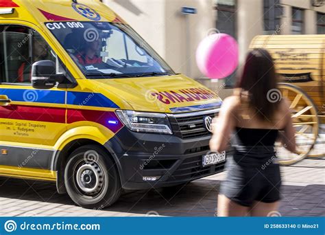 Volkswagen Transporter Ambulance Car With Strong Motion Blur Effect As