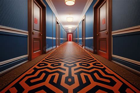 The Shining Hallway Leading To A Hotel Room Stock Illustration