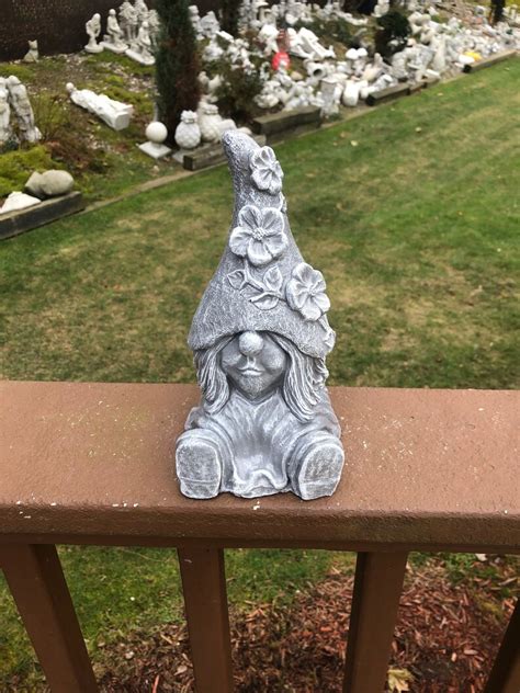 Cement Garden Gnome Gnome Statue Concrete Gnome Garden Etsy