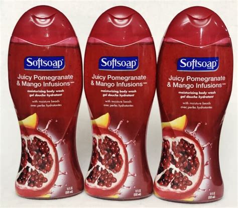 3 Softsoap JUICY POMEGRANATE MANGO INFUSIONS Moisturizing Body Wash