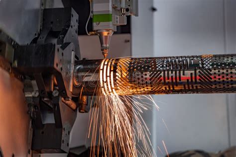 Cnc Laser Cutting Of Metal Modern Industrial Technology Stock Image