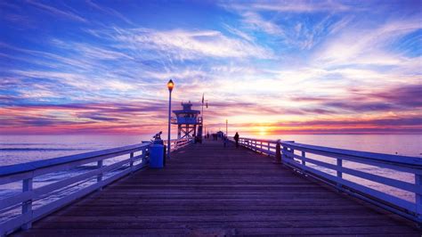 Costa Del Muelle Al Atardecer Paisaje Hd Wallpaper X