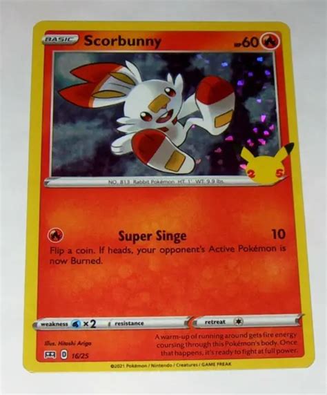 2021 MCDONALD S 25TH Anniversary Pokemon Scorbunny Holo 16 25 Nm M 3