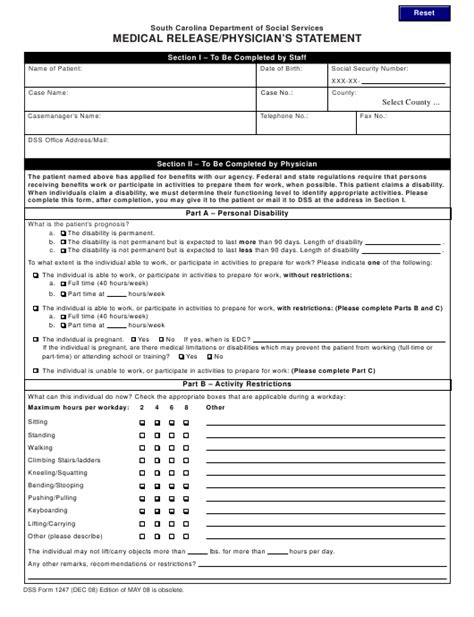 Dss Medication Release Form Releaseform Net