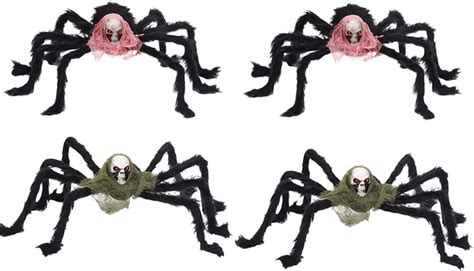 Giant Halloween Spider Decorations Set Of 4 Realistic Outdoor Spider