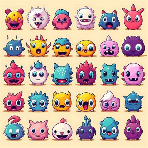 Premium Ai Image Kawaii Monsters Design For Bit Video Games