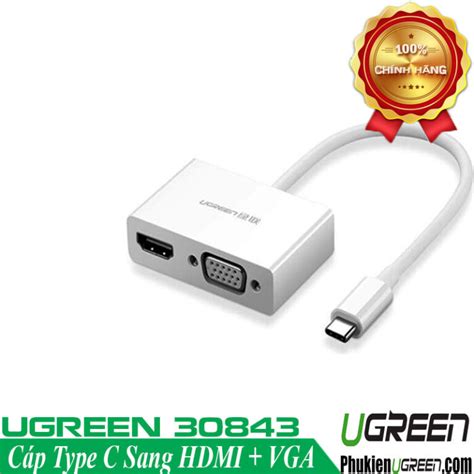 Cáp Chuyển Usb Type C To Hdmi Vga Hỗ Trợ 4k Ugreen 30843