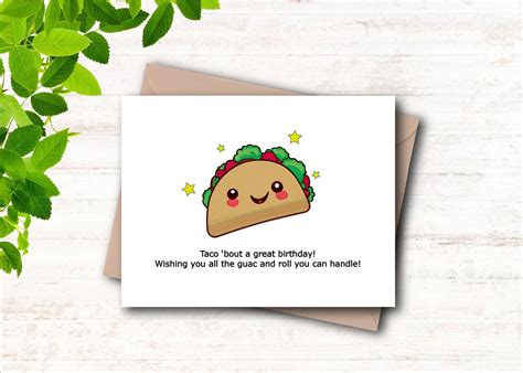 Printable Taco Birthday Card Funny Taco Puns Food Birthday - Etsy