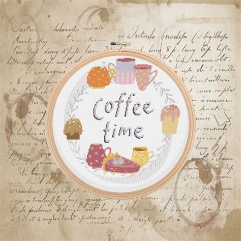 Coffee Time Cross Stitch Pattern Embroidery Etsy