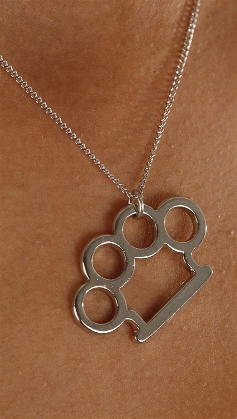 Brass Knuckle Silver Necklace By Jessyka Robyn Jewelry