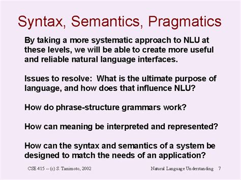 Syntax Semantics Pragmatics