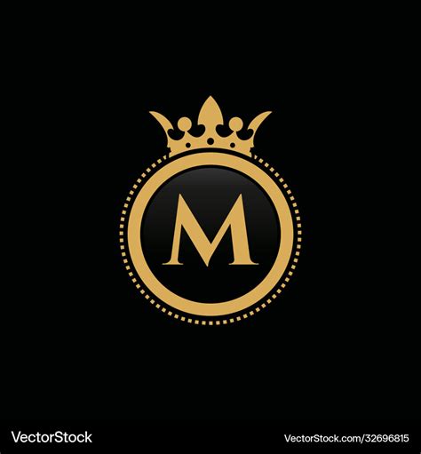 Letter m royal crown luxury logo design Royalty Free Vector