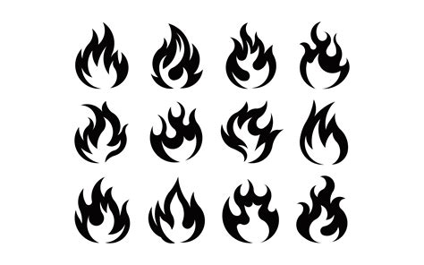 Black Fire Flame Icons Vector Metal Plasma Laser Cut Design Vector