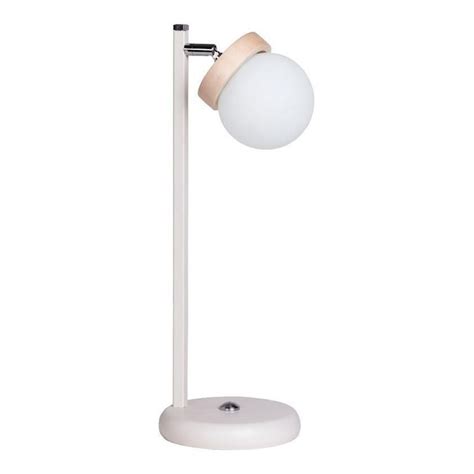 Luz Desing Lampara Velador Mesa Elyn Globo Opal Madera Apto Led Deco