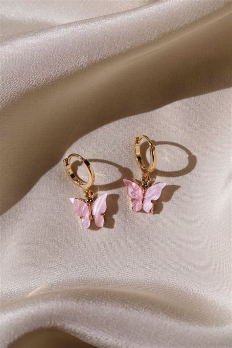 Blush Butterfly Huggie Earrings Chvker Jewelry