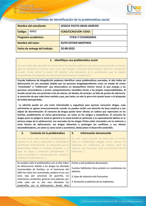 Anexo 1 Formato identificación del problema Formato de