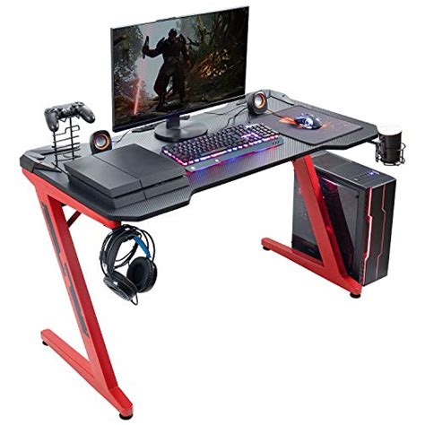 Flamaker Gaming Desk Gaming Table Computer Desk Gamer Table Z Shape