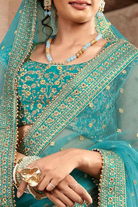 Buy Blue Zari Embroidered Indian Lehenga Online Like A Diva