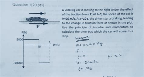 Solved Question 1 20 Pts A 2000 Kg Car Is Moving To The Chegg