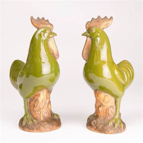 Pair Of Italian Ceramic Roosters