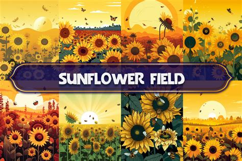 SUNFLOWER FIELD WALLPAPER Graphic by KDP MASTER'S · Creative Fabrica