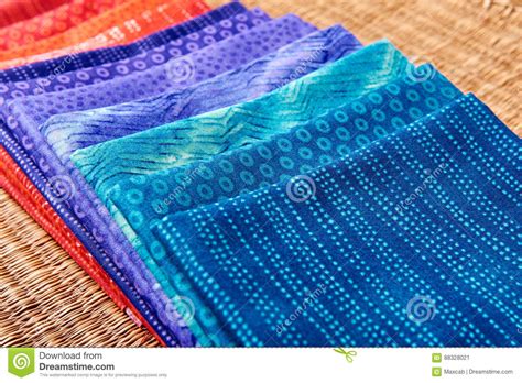 Pieces Of Quilting Fabrics Lying On Top Of Each Other Stock Image