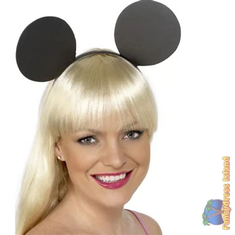 Smiffys Black Eva Minnie Mouse Ears On Headband Adults Fancy Dress