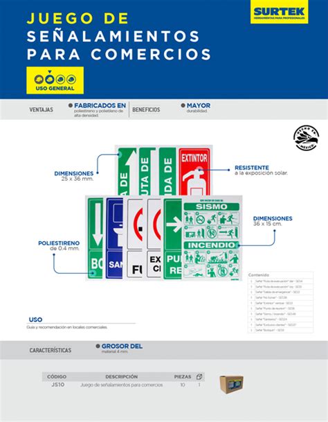 Js10 Juego Combinado De Herramienta Para Señalización 10 Piezas Surtek