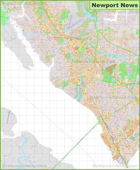 Large detailed map of Newport News - Ontheworldmap.com