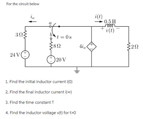 Solved For the circuit below 1. Find the initial inductor | Chegg.com