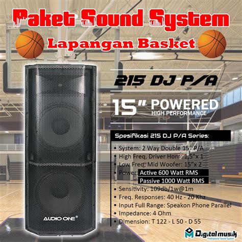 Jual PAKET SOUND SYSTEM LAPANGAN BASKET PAKET SOUND SYSTEM AUDIO ONE