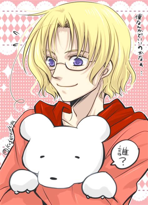 Safebooru 1boy Ahoge Axis Powers Hetalia Bear Blonde Hair Blue Eyes Canada Hetalia Glasses