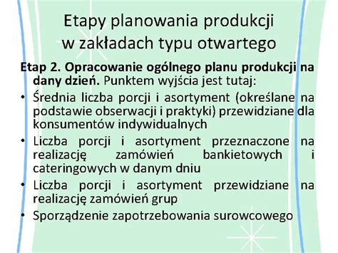 Planowanie Produkcji Potraw I Napojw Specyfika I Rodzaje