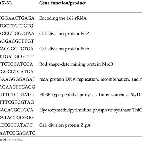 Primer List Used For Quantitative Polymerase Chain Reaction Qpcr