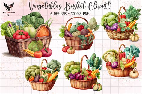 Vegetables Basket Watercolor Clipart Graphic by VictoryHome · Creative ...