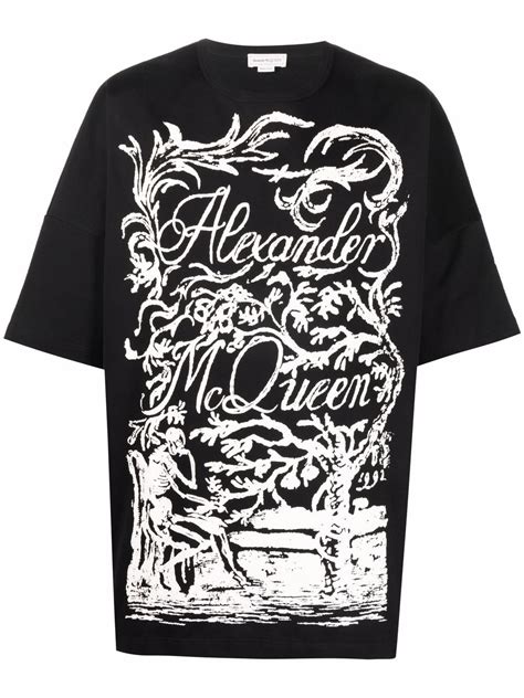 Alexander Mcqueen Logo Print Cotton T Shirt Farfetch