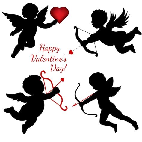 Silueta De T De Lindos Angelsvalentines Dayvector