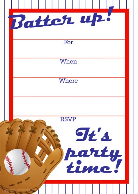 Free Printable Party Invitations: Free Baseball Birthday Invitation Artwork