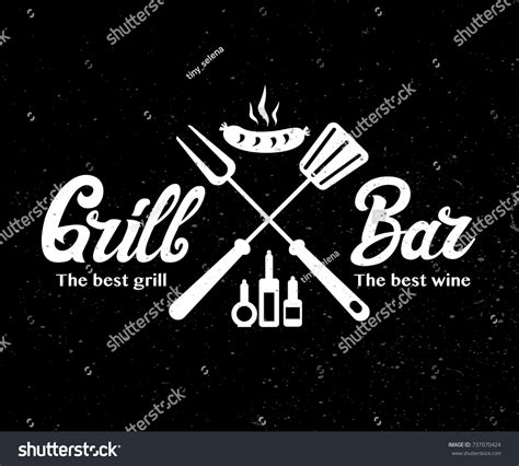 Vintage Grill Bar Logo Design Grange Print Royalty Free Stock Vector 737070424