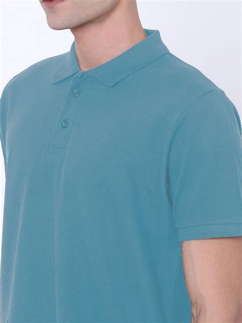 Half Sleeve Sky Blue Plain Mens Collar T Shirt Size Xs To Xxl At Rs