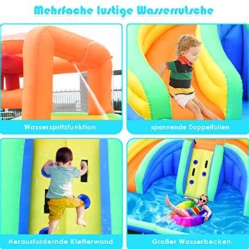 Costway H Pfburg Aufblasbar Mit Rutschen Wasserrutsche Spielpool