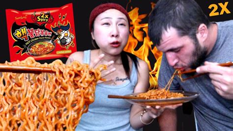 2x Spicy Nuclear Fire Noodle Challenge 🔥 🔥 🔥 Youtube