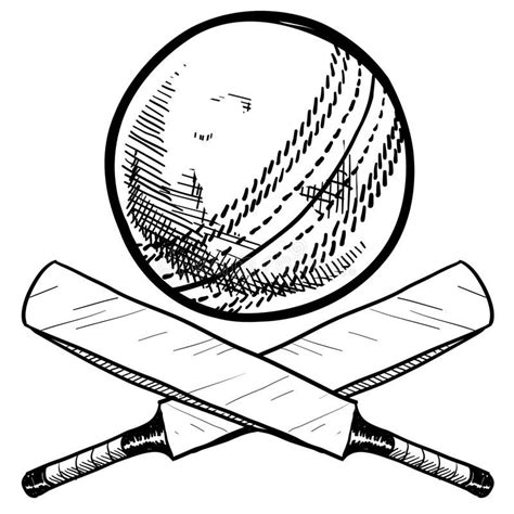 Cricket Bat and Ball Drawing Stock Vector - Illustration of champion ...