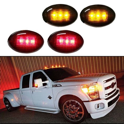 For 99 10 Ford F350 Side Amber Red Fender Marker Dually Bed LED Lights