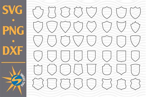 Shield Outline Svg Png Dxf Digital Files Include Cut Files